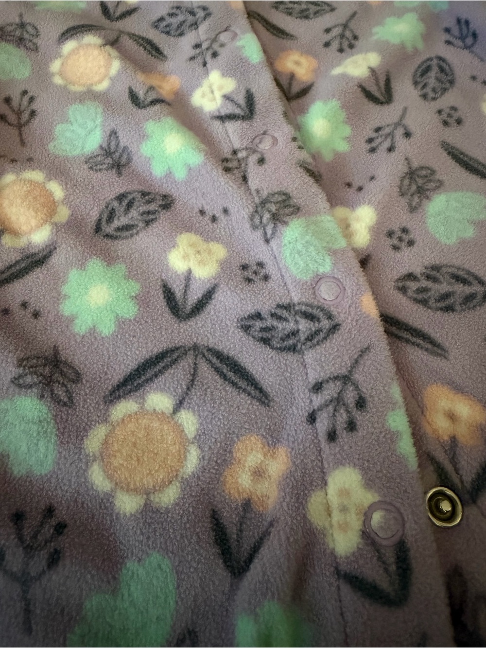 Carter's Purple Floral & Gray Heart Fleece Sleepers - Picture 5 of 6